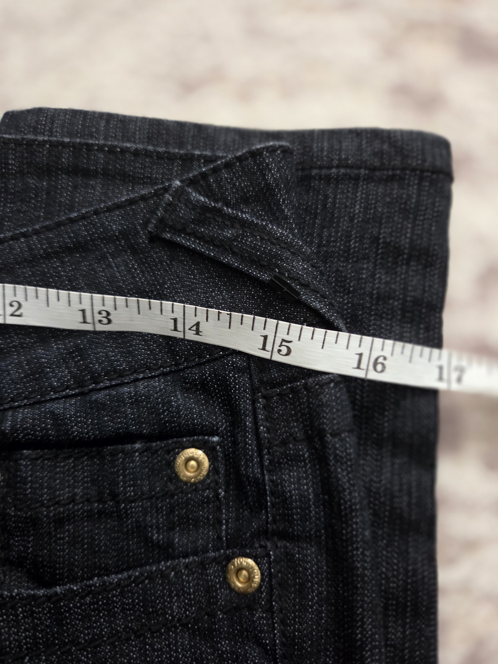 Dark BLUE Button-Hem Women’s Jeans - Picture 8 of 8